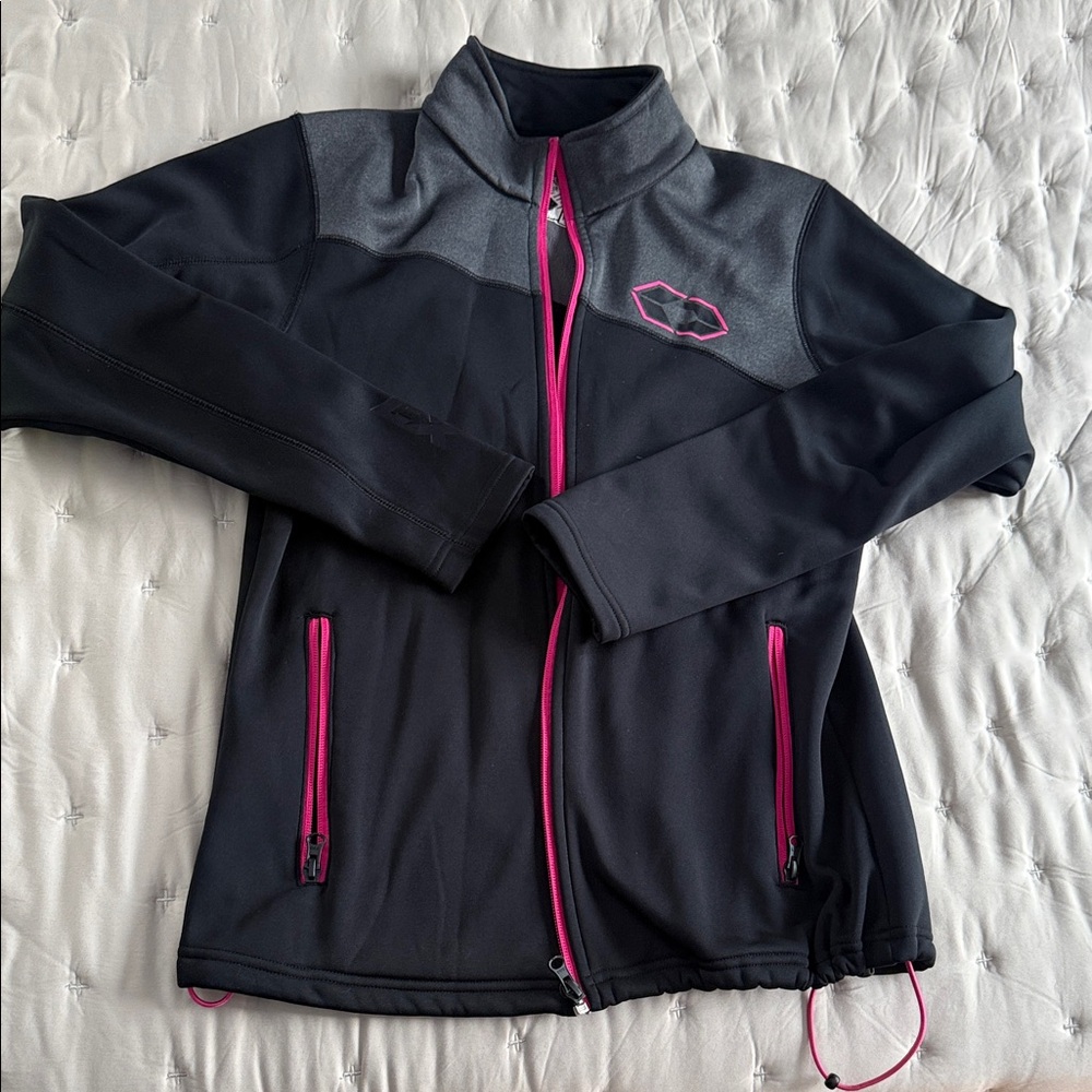 Black and Gray Jacket with Pink Accents